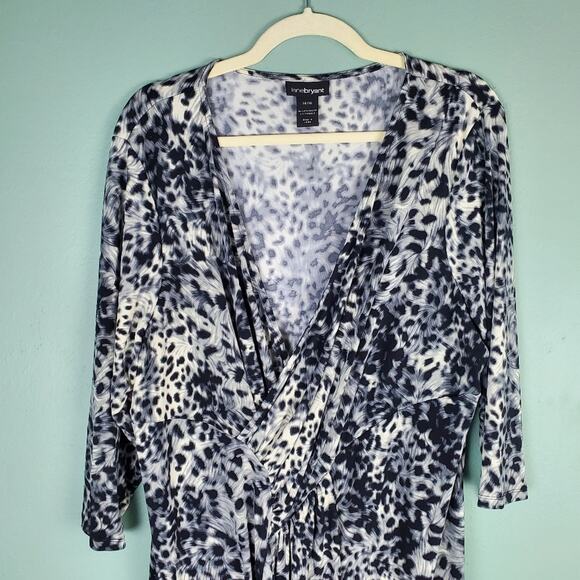 Lane Bryant Womens Ruffle Faux Wrap Leopard Print Midi Dress Size 14/16 - Picture 7 of 7